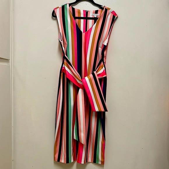 New York & Company Dresses & Skirts - New York & Company Stretch Sleveless Colorful Striped Midi Dress Large Size